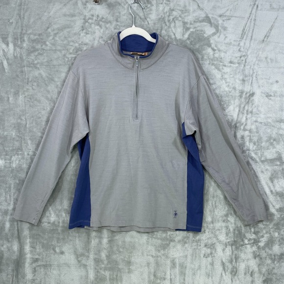 Smartwool Other - Smartwool‎ Sweater Mens Size M/L Merino Wool 1/4 Zip Pullover Gray/ Blue